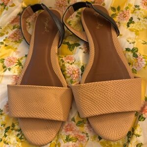 Qupid Tan and Black Sandals Minimalist Design